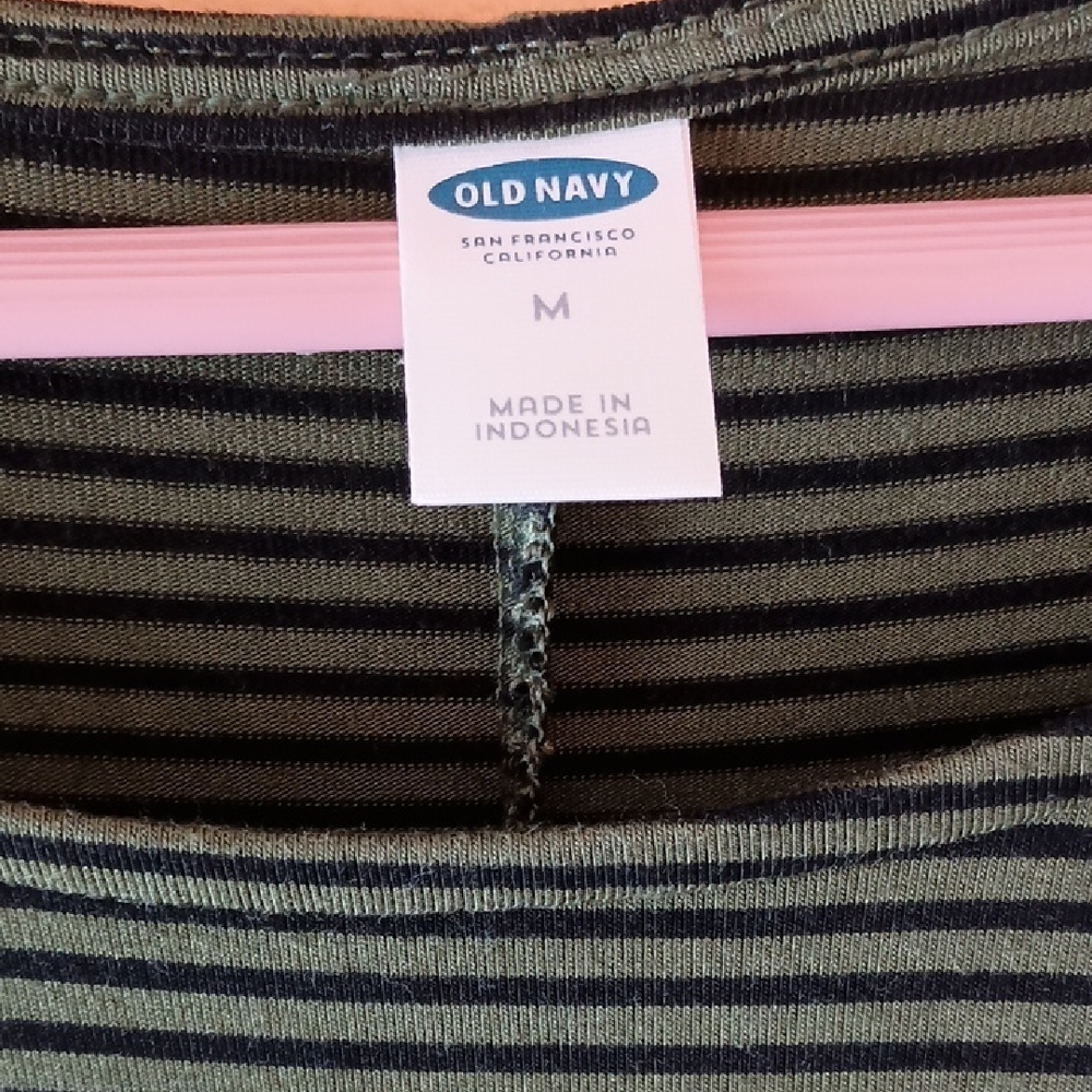 Old Navy Green Striped Scoop Neck Mini Dress - Picture 2 of 5